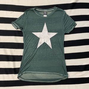 ModernLux Sheer Star Tshirt in Army Green